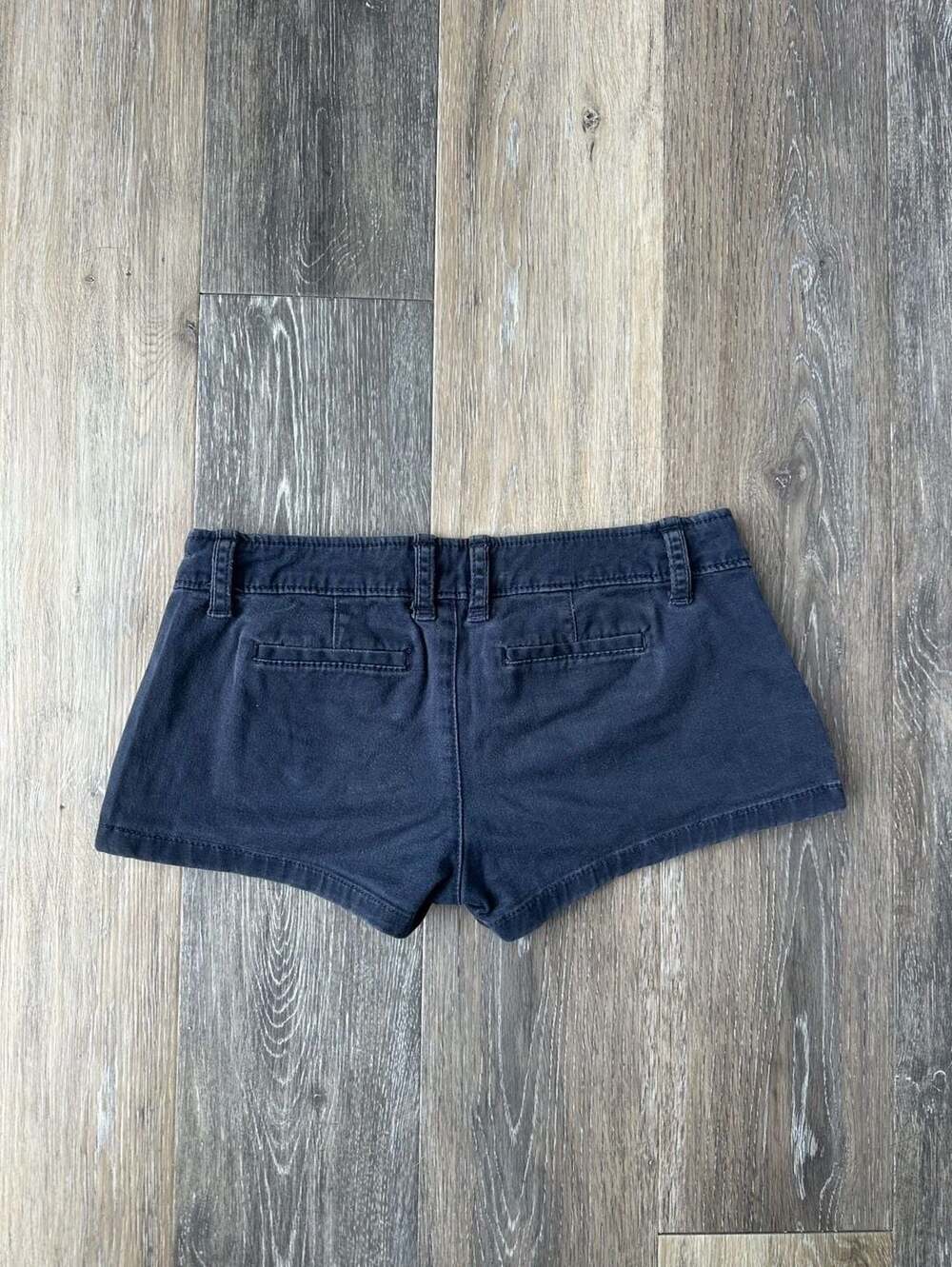 Abercrombie & Fitch Navy Blue Stretch Mini Shorts Size 0 Y2K Low Rise - Picture 2 of 4